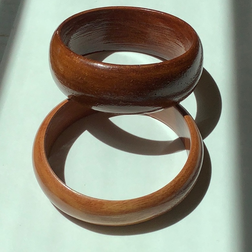 Pair of Vintage Wood Bangle Bracelets